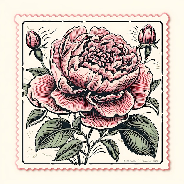 Photo elegant stamp collection watercolor flowers and artistic designs for digital crafting