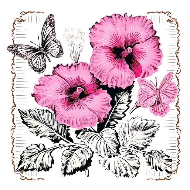 우아한 우표 컬렉션 수채화 꽃과 디지털 제작을 위한 예술적 디자인