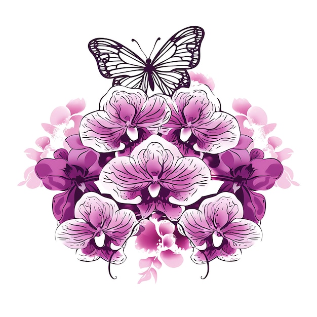 Photo elegant stamp collection watercolor flowers and artistic designs for digital crafting