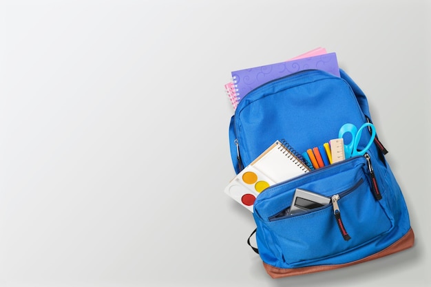 elegant student backpack full of schooler supplies back to school concept