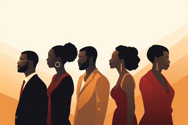 Photo elegant stylish business people stylish african americans silhouettes flat side view