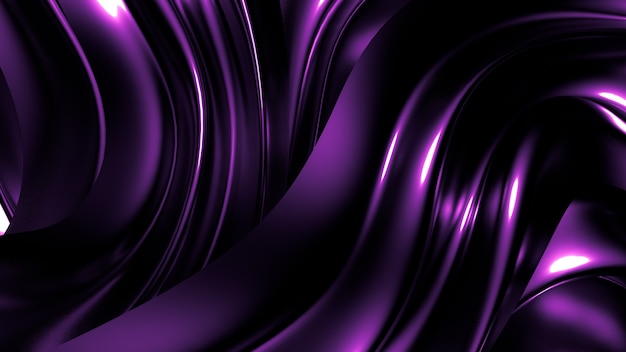 Photo elegant stylish purple dark background with pleats, drapes and swirls. 3d illustration, 3d rendering.