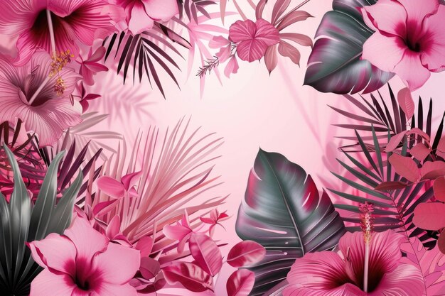 Photo elegant summer tropical backdrop in pink