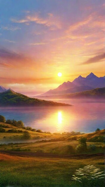 Elegant sunrise scenery with beautiful landscape