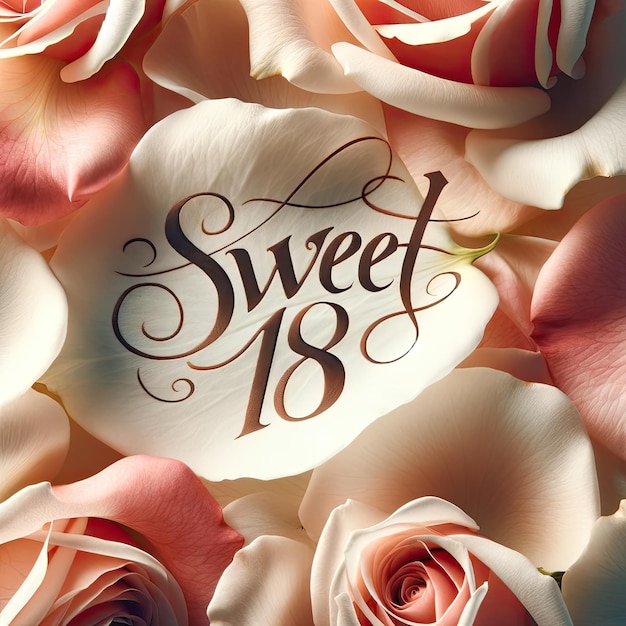 Elegant Sweet 18 Script on Rose Petals