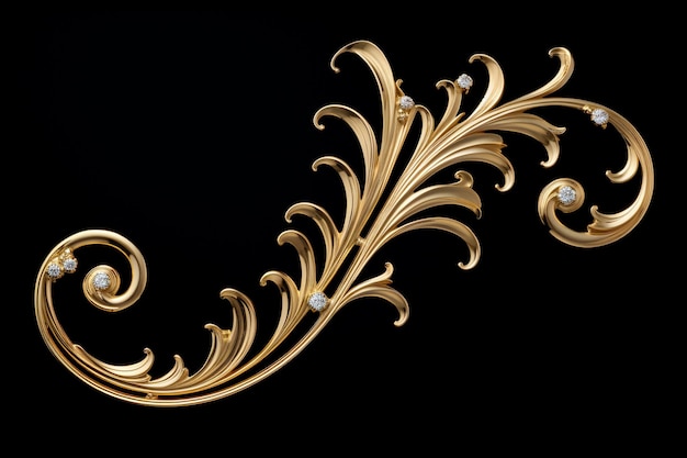 Elegant swirls in gold frame