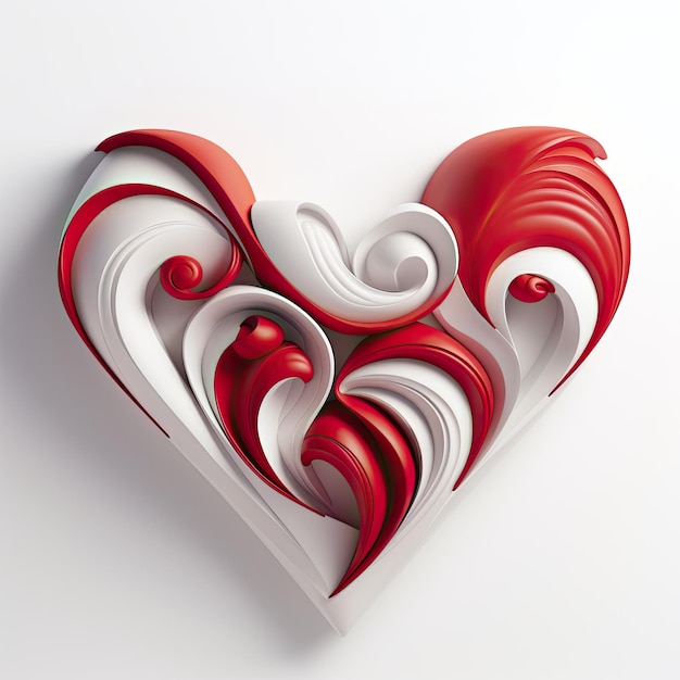 Elegant Swirls in Red and White Heart Design