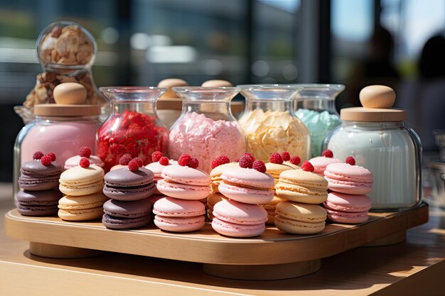 Elegant table displays handcrafted sweets in minimalist kitchen generative IA