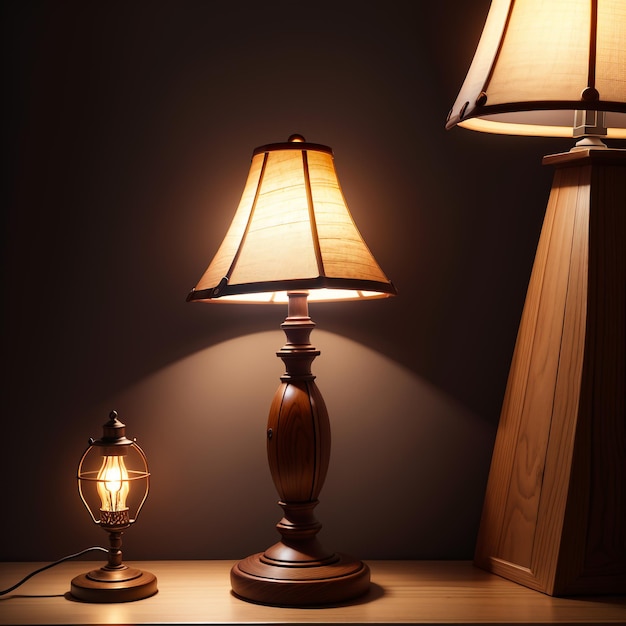 an elegant table lamp in a dark background