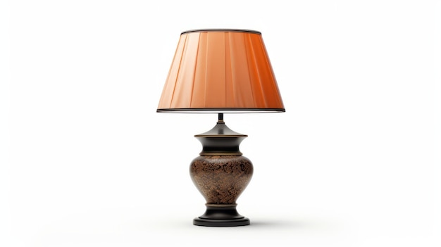 Photo elegant table lamp with orange shade on white background