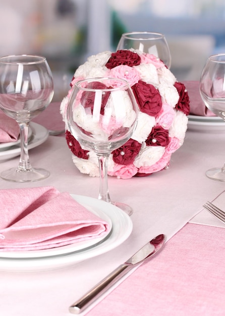 Elegant table setting in restaurant