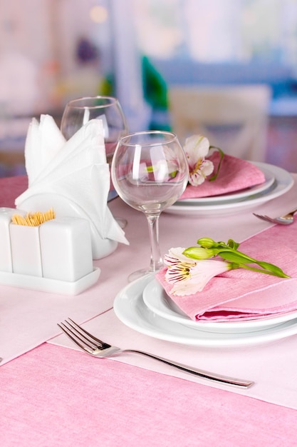 Elegant table setting in restaurant