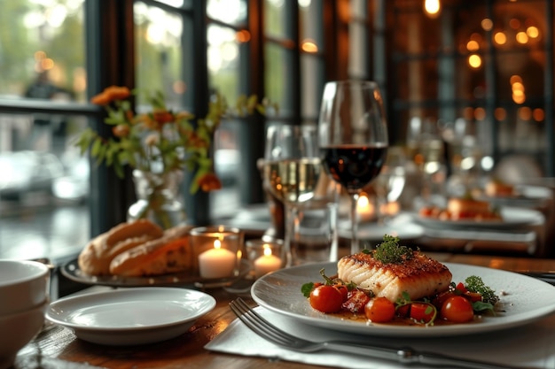 古典的なフランス料理のエレガントなテーブルセットは,料理の伝統を象徴しています.