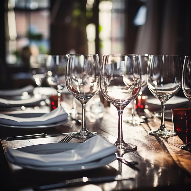 Elegant table setting with wine glasses