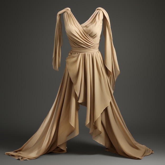 Foto elegante abito tan installazioni teatrali ispirate al vestito beige sarong