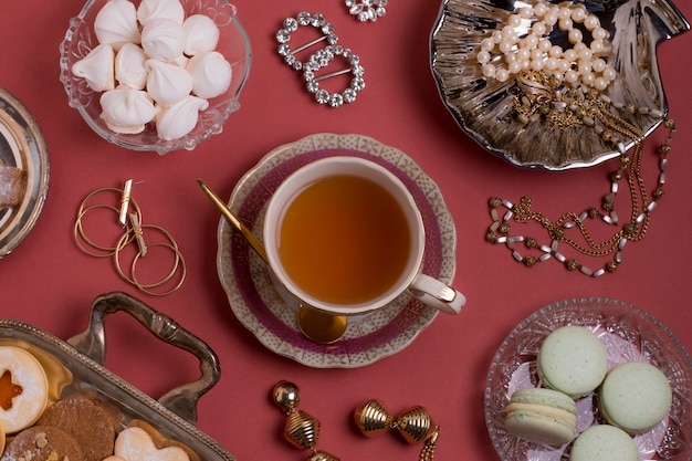 Photo elegant tea party composition