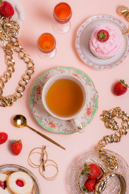 Photo elegant tea party composition