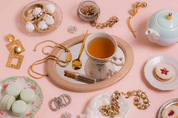 Photo elegant tea party composition