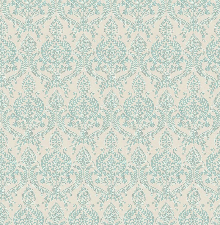 Photo elegant teal damask wallpaper