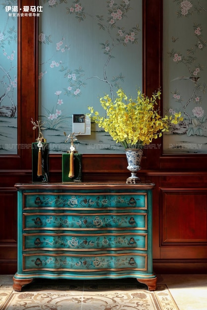 elegant teal painted chest of drawers
