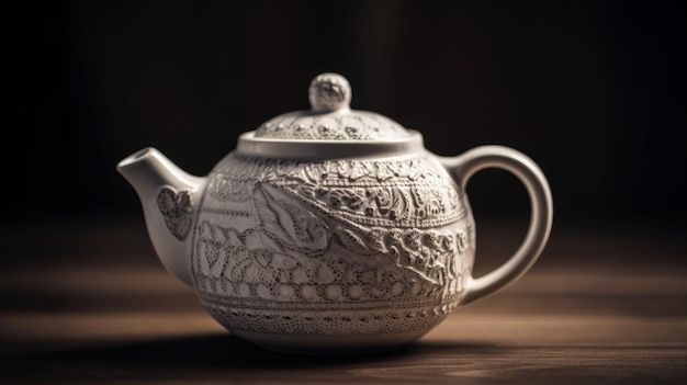 Elegant teapot with intricate ceramic AI generated