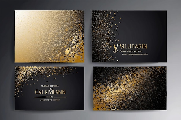 Elegant Template Luxury Business Card with Gold Dust Place for Text Particles Background