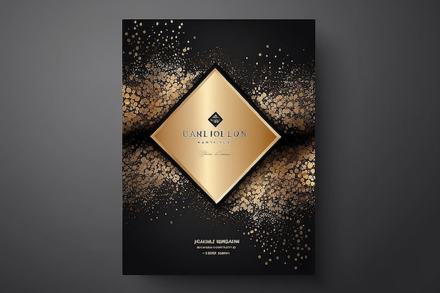 Elegant Template Luxury Business Card with Gold Dust Place for Text Particles Background