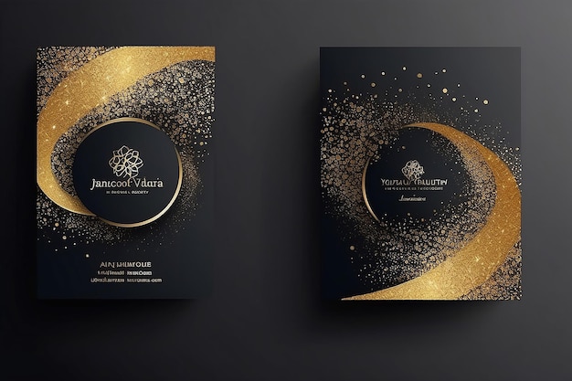 Elegant Template Luxury Business Card with Gold Dust Place for Text Particles Background