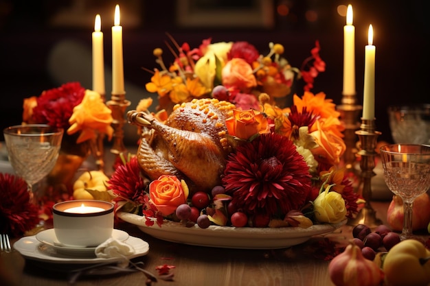 Elegant thanksgiving centerpiece with candles fall 00343 03