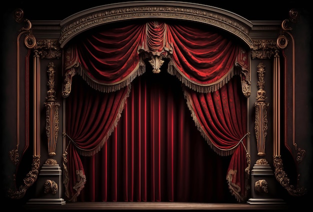 Elegant theatre stage curtain background Generative ai