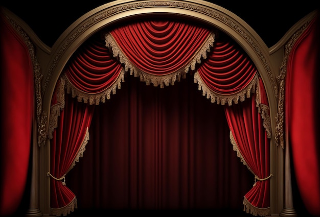 Elegant theatre stage curtain background generative ai