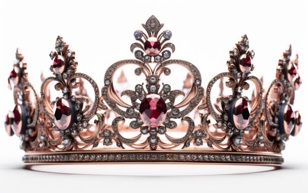 Photo elegant tiara with pink stones and diamonds