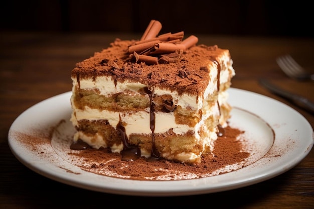 Foto tiramisu elegante e delizioso