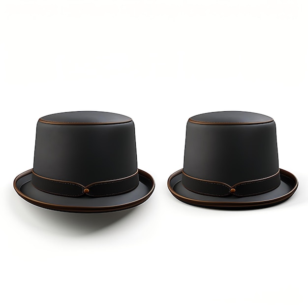 Elegant Top Hats for Children With Satin Fabric Black Color on Whitecreative concept ideas design