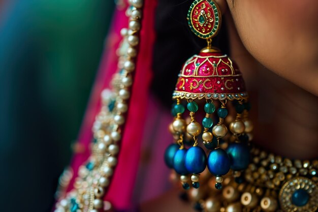 Elegant traditional ear cuffs with colorful beads