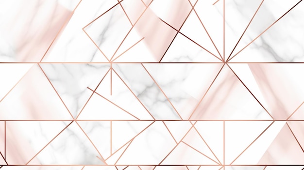 Elegant Triangles Surface Geometric seamless pattern rose Gold line abstract polygonal background generative AI