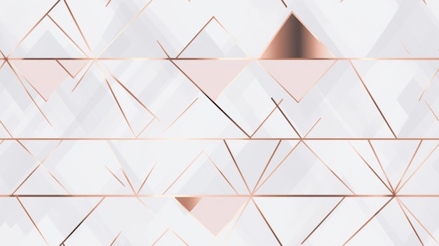 Elegant Triangles Surface Geometric seamless pattern rose Gold line abstract polygonal background generative AI