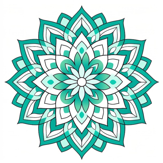 Elegant Turquoise And White Mandala Design With Flower Patterns