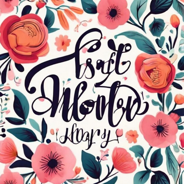 Foto elegant typografisch t-shirtontwerp gelukkige moedersdag illustratie