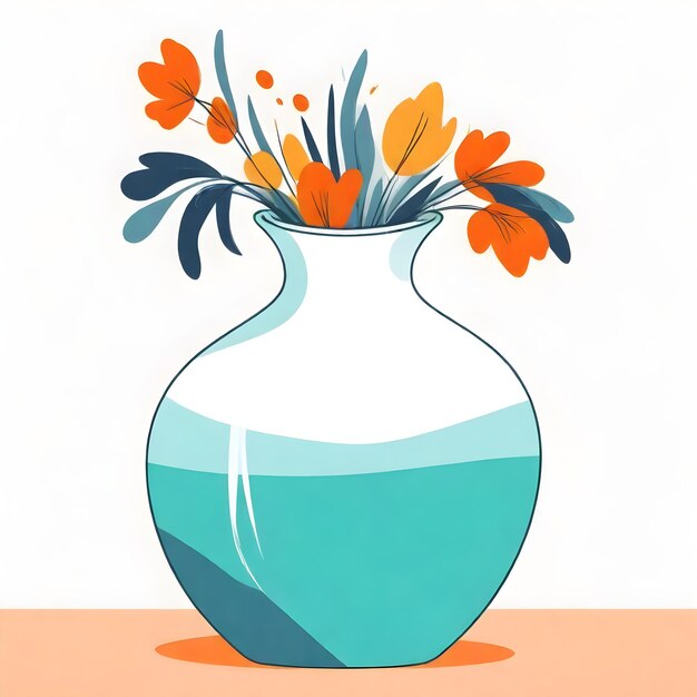 Foto vaso elegante con disegno intricato e clip art a collo largo