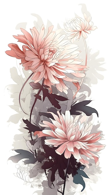 Elegant vector graphic illustration of an dynamic Aster composition