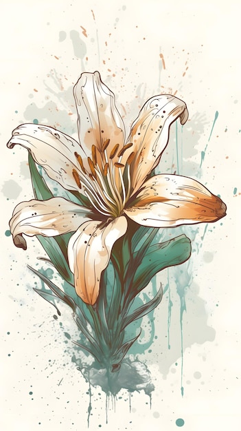 Elegant vector graphic illustration of an dynamic Lily composition