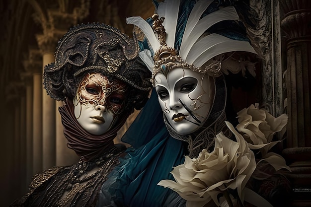 Elegant venetian carnival composition