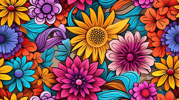 Elegant vibrant daisy ornament detailed intricate amp seamless pattern