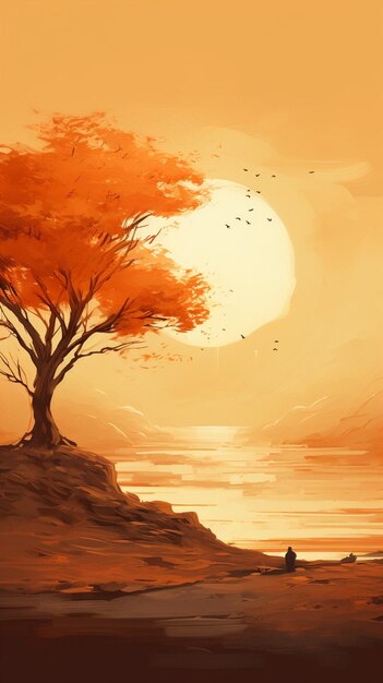 Elegant view sunset illustration