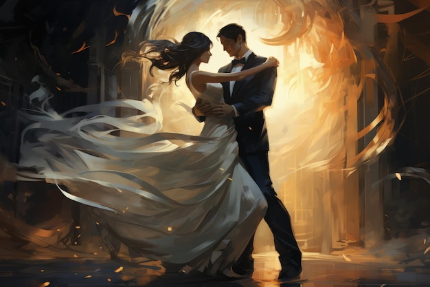 Elegant Vintage Ballroom Dance Couple Generative AI