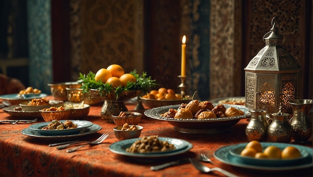 Elegant vintage diner een kaarsverlichting feest voor Eid alAdha