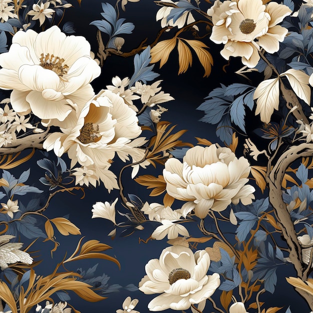 Elegant vintage floral seamless pattern tile created with generative AI