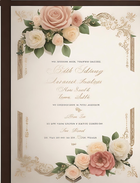 Photo elegant vintage wedding invitation template