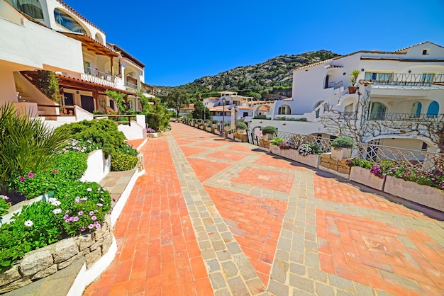 Elegant walk path in Poltu Quatu resort in Costa Smeralda Sardinia